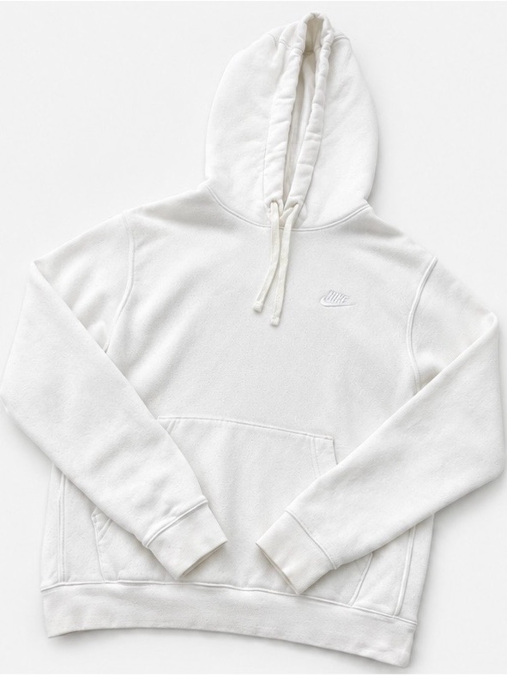 Nike Mens White Pullover club Fleece Hoodie Sweatshirt